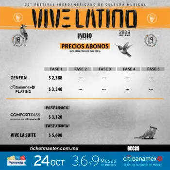 Vive Latino revela sus primeros precios de boletos para la fase 1
