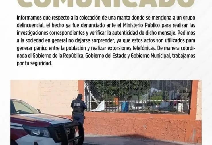 Hallan manta con amenazas cerca de una escuela en Atlixco; autoridades investigan