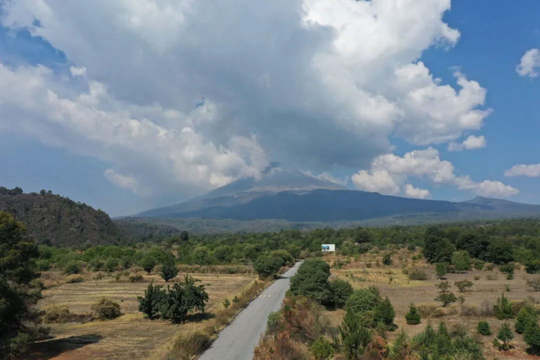 Caída de ceniza del volcán Popocatépetl
