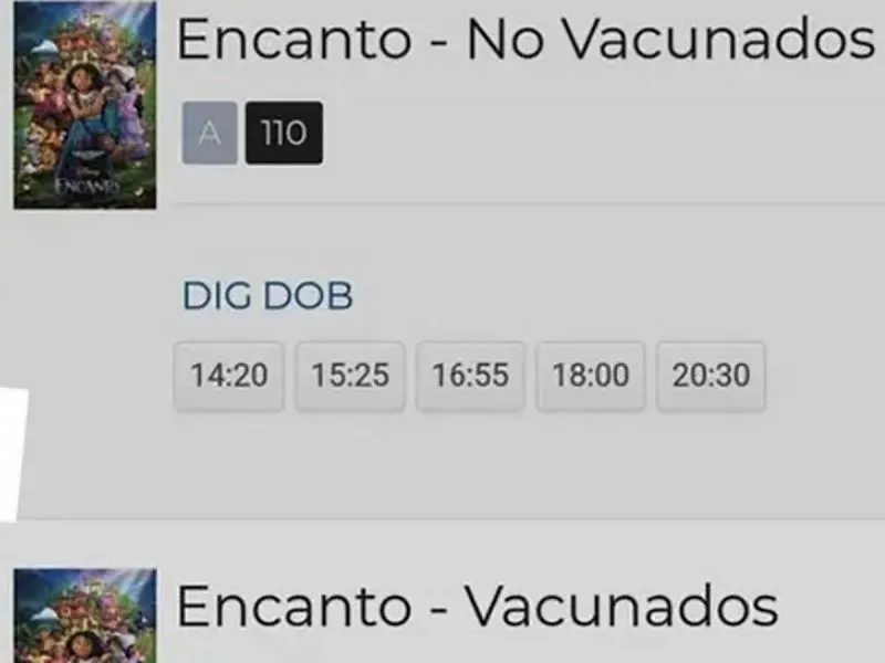 Cines en Perú dividen salas entre vacunados y no vacunados