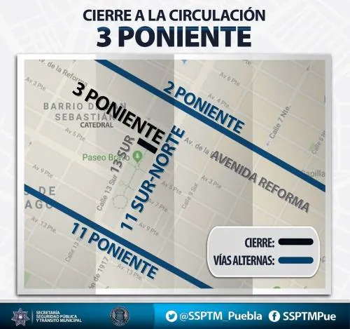 Precaución por cierres viales y reducción de carriles