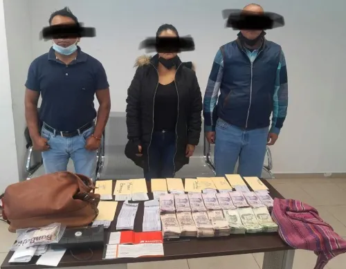 Caen dos hombres y una mujer con casi un millón de pesos sin justificar su procedencia