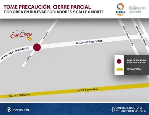 Secretaría de Infraestructura anuncia cierres parciales por trabajo en bulevar Forjadores