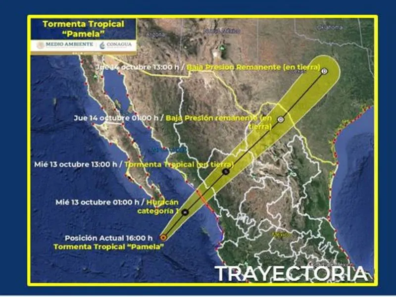 ‘Pamela’ se debilita a tormenta tropical frente a costas de Baja California