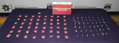 Asegura Guardia Nacional y Policía de Puebla alrededor de 100 dosis de posible droga