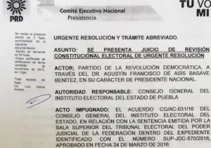 Impugna CEN perredista resolución del IEE ante el TEPJF