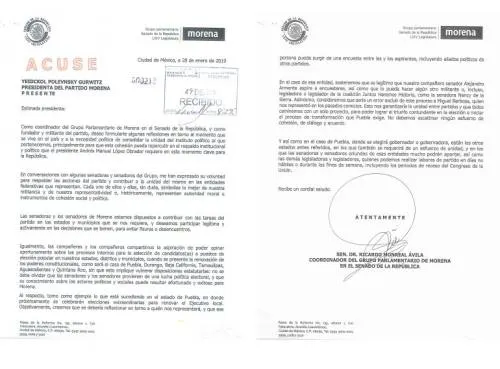 Senadores de Morena respaldan a Armenta, exigen que candidato sea designado por encuesta