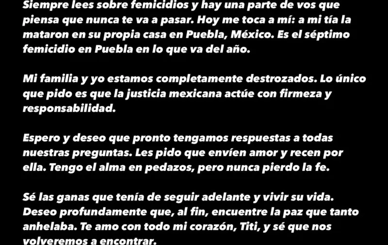 Valentina Zenere, actriz de Élite, exige justicia tras asesinato de su tía Natalia Andrade en Puebla
