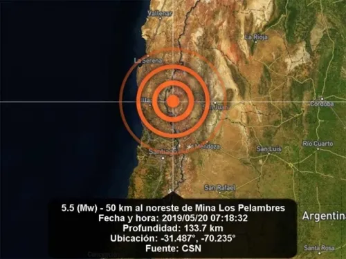 Sismo de magnitud 5.5 con epicentro en Argentina sacude Chile