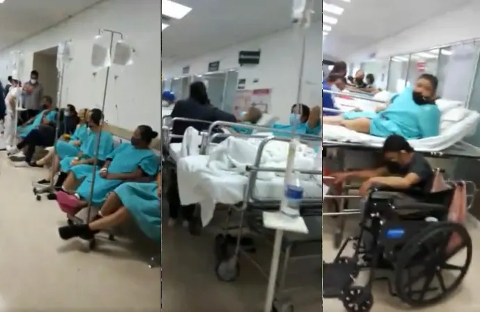 Mandan al pasillo a enfermos en silla de ruedas o camilla en IMSS La Margarita