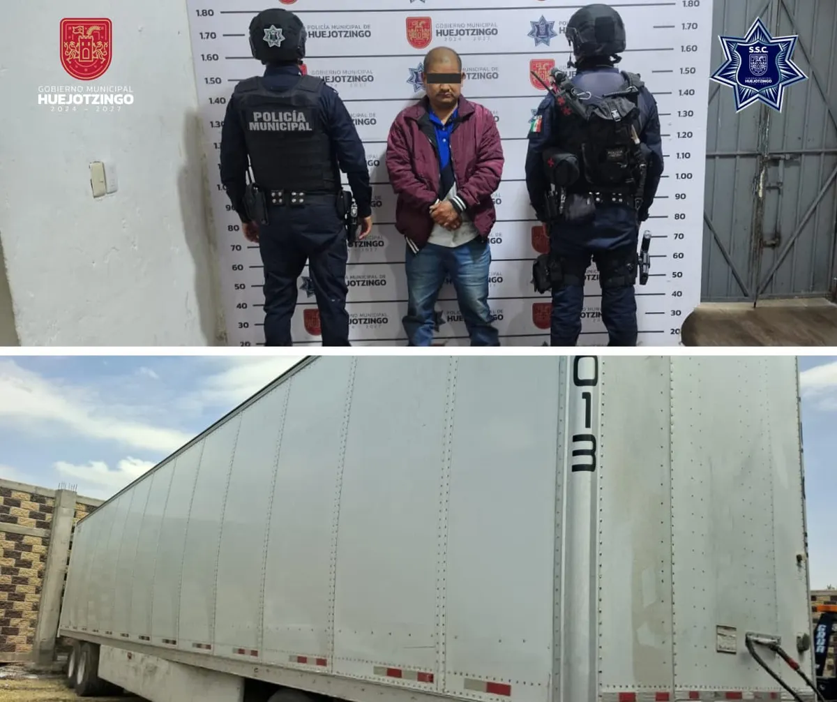SSC de Huejotzingo detiene a tres hombres y asegura droga y vehículos robados