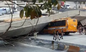 Autopista nueva cae en Brasil, cerca de concentración argentina