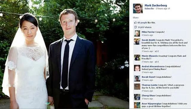 Mark Zuckerberg cambió de estatus a: casado