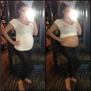 Kim Kardashian muestra pancita en redes sociales