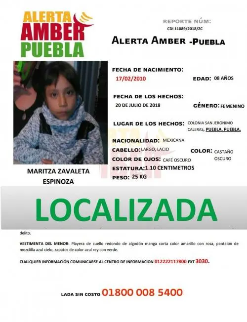 Localizan a  Maritza Zavaleta Espinoza, la menor reportada como desaparecida