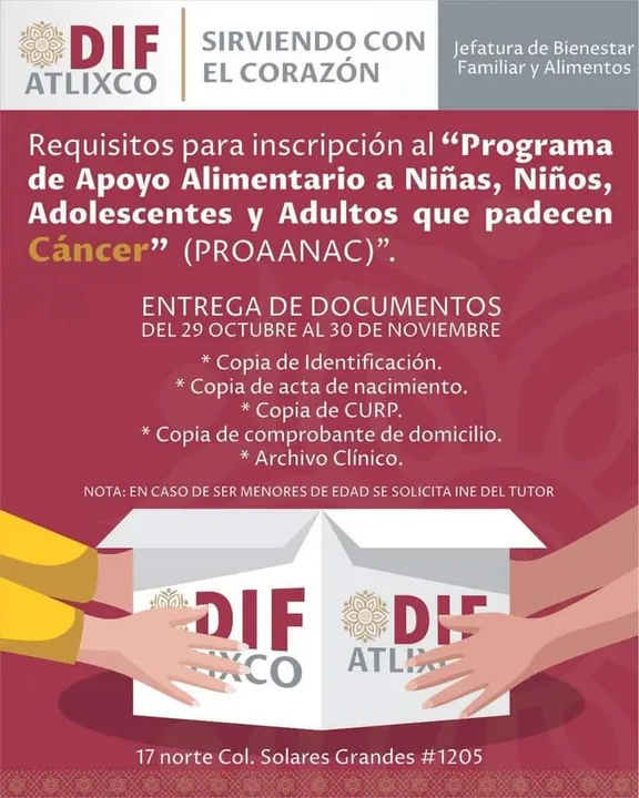 SEDIF y DIF Municipal impulsan programas de despensa para personas con cáncer.