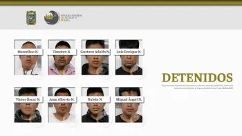 FGE Puebla detuvo a 8 hombres, uno relacionado al homicidio de un menor de edad y un adulto