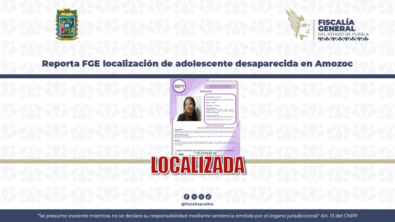 Menor localizada en Amozoc