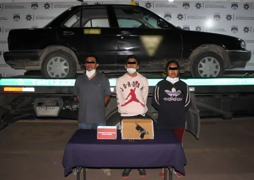 Aseguró policía municipal de Puebla tres armas de fuego; seis personas fueron detenidas