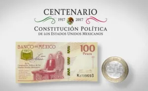 Ponen en circulación billete y moneda del Centenario de la Constitución