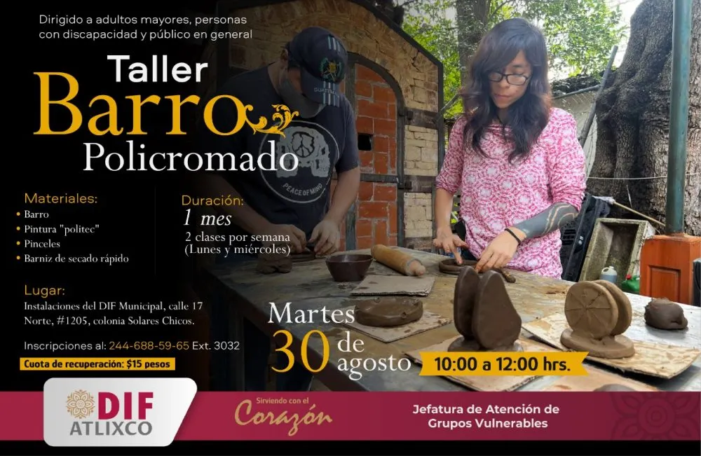 DIF Municipal de Atlixco invita a los talleres para grupos vulnerables