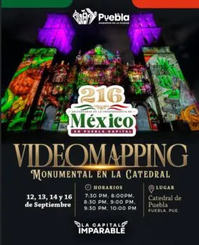 Invita Ayuntamiento de Puebla a disfrutar videomapping monumental por Fiestas Patrias