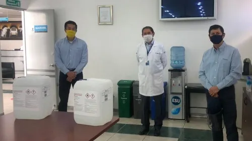 El HUP recibió la donación de 440 litros de gel antibacterial