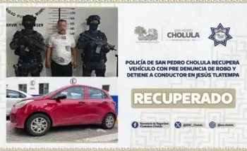 Recupera Policía de San Pedro Cholula vehículo con predenuncia de robo y detiene a conductor en Jesús Tlatempa