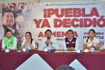 Contra las dádivas del PRIAN y en defensa del voto, forman frente común candidatos de Morena y la megacoalición