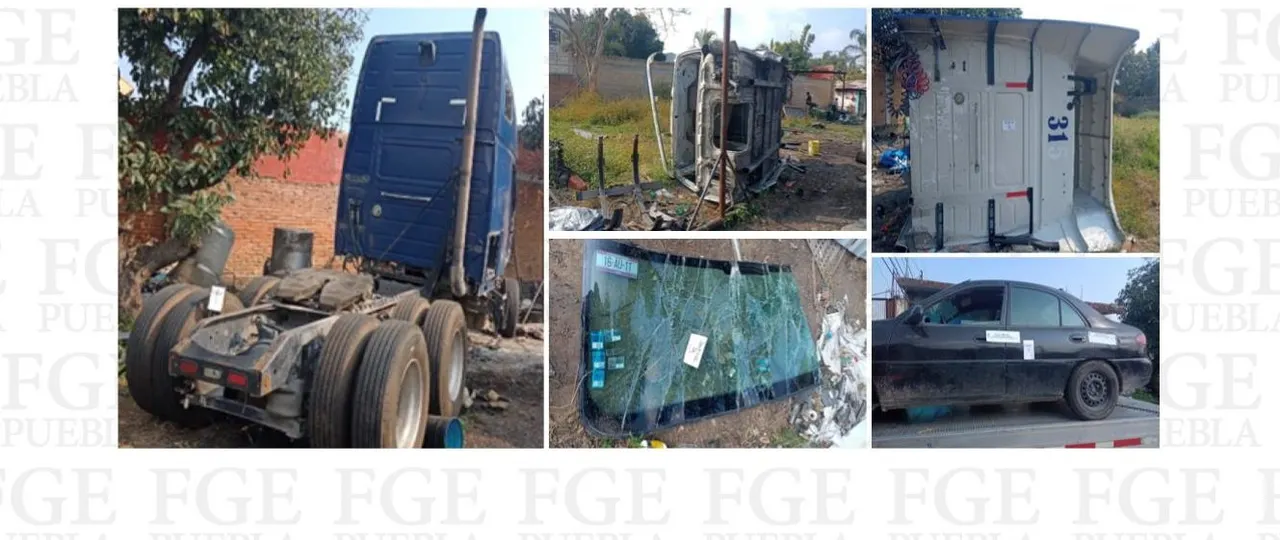 En Atlixco, la FGE aseguró en un cateo, un tractocamión y autopartes