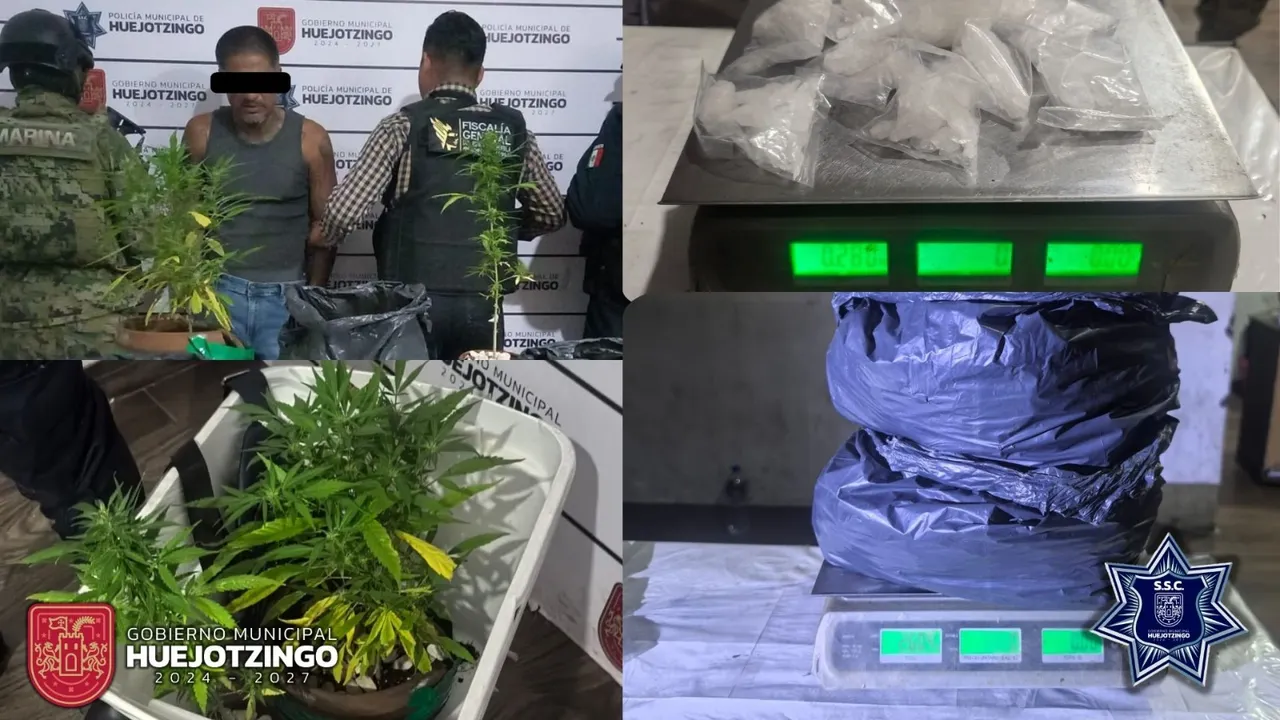 Decomisan cristal y marihuana en tres operativos de la policía municipal en Huejotzingo