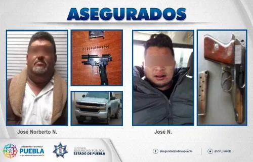 La SSP del estado aseguró a dos hombres en posesión de armas de fuego; hay un vehículo recuperado