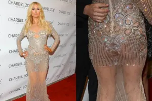 Paris Hilton deja ver parte de su trasero con un vestido transparente