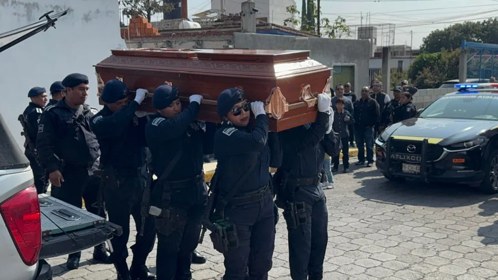 Funeral de policías asesinados en Atlixco