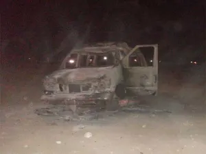 Incendian camioneta implicada en un robo en Hidalgo