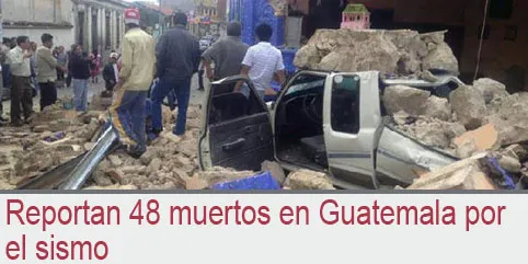 Reportan 48 muertos en Guatemala por el sismo