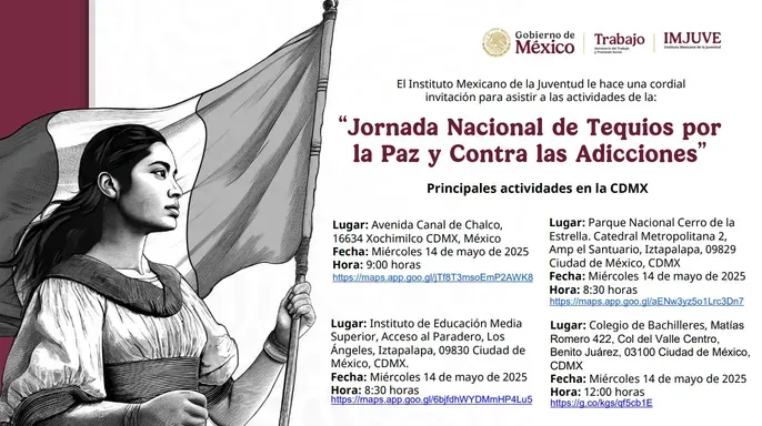 Imjuve convoca a participar en la Jornada Nacional de Tequios por la Paz y contra las Adicciones