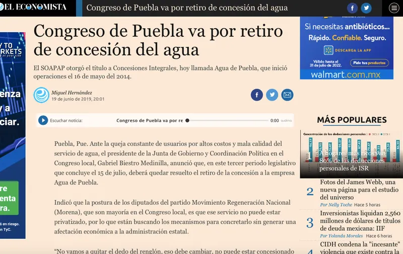 MORENA, cómplice de Agua de Puebla