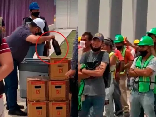 Con ‘chelas’ premian a albañiles que construyen hospital en NL
