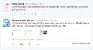 Desmiente Sergio Mayer a Julián Rendón; no aparece en lista plurinominal