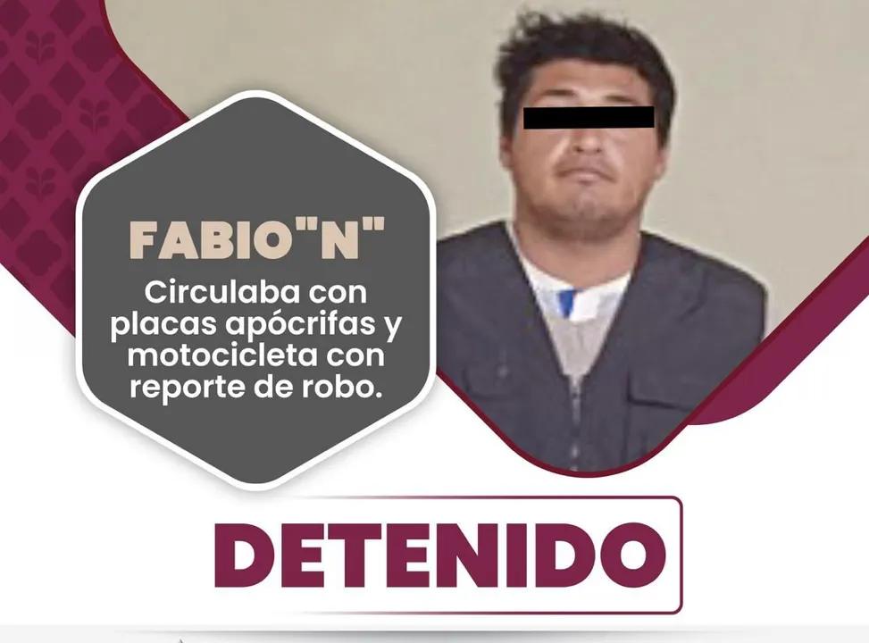 Detienen a sujeto por manejar motocicleta con reporte de robo