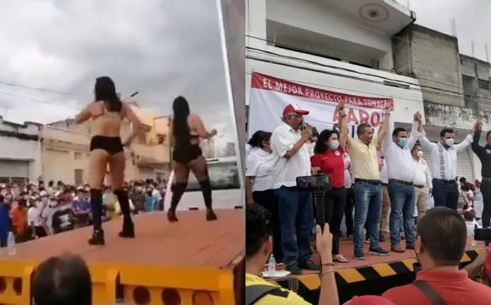 Con bailarinas y strippers, candidato en Chiapas arranca campaña