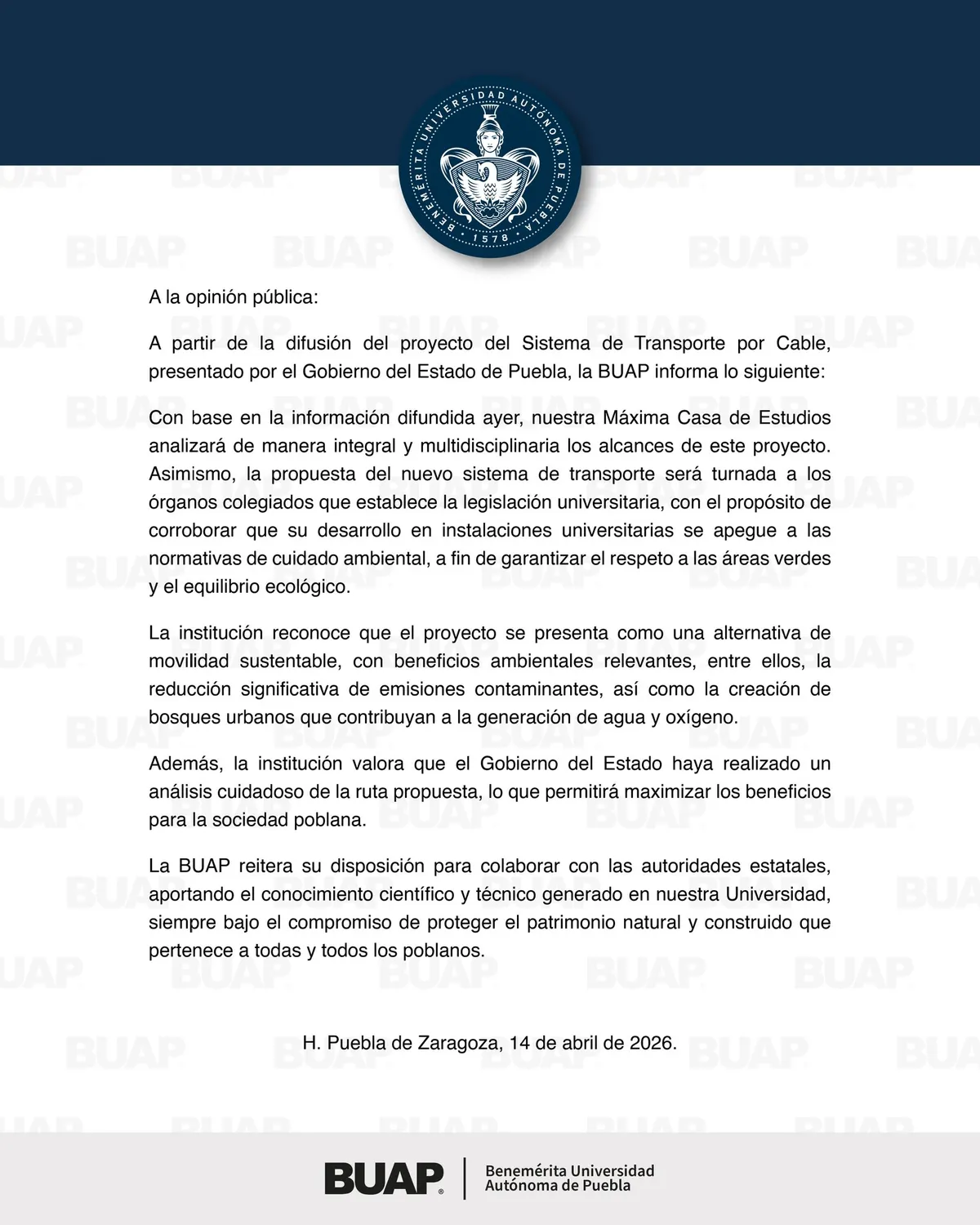 BUAP realizará análisis integral del proyecto de Cablebús para evaluar su impacto en instalaciones y medio ambiente