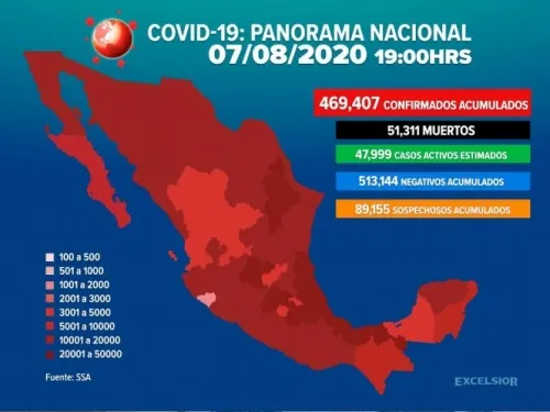 Suben a 469,407 los casos positivos de covid-19 en México