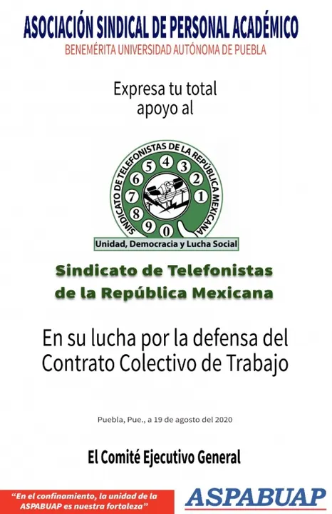 La ASPABUAP apoya a los trabajadores telefonistas en defensa de su CCT