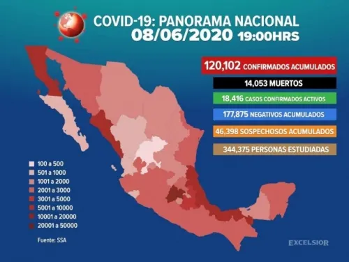 Aumentan a 120,102 los casos positivos de covid-19 en México
