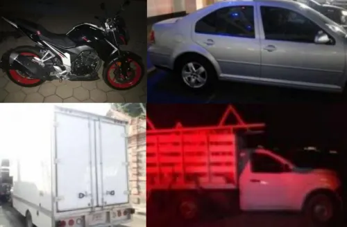 Policías Estatales aseguraron siete vehículos y un remolque
