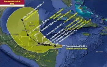 Se forma la tormenta tropical Sara en el Caribe mexicano 
