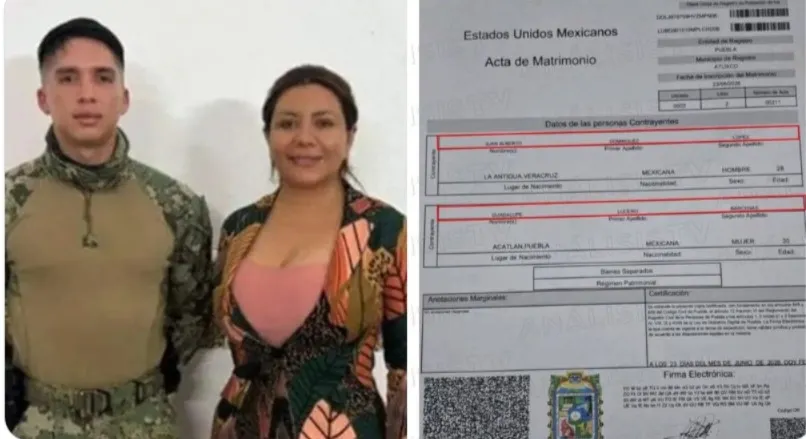 Circula acta de matrimonio de Guadalupe Bárcenas con exsecretario de Seguridad de Acatlán de Osorio, en medio crisis municipal