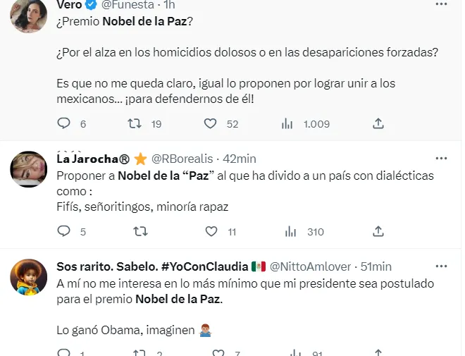 Reacciones AMLO Premio Nobel